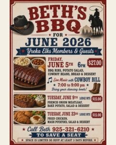 Beth’s BBQ and live music by Cowboy Bill