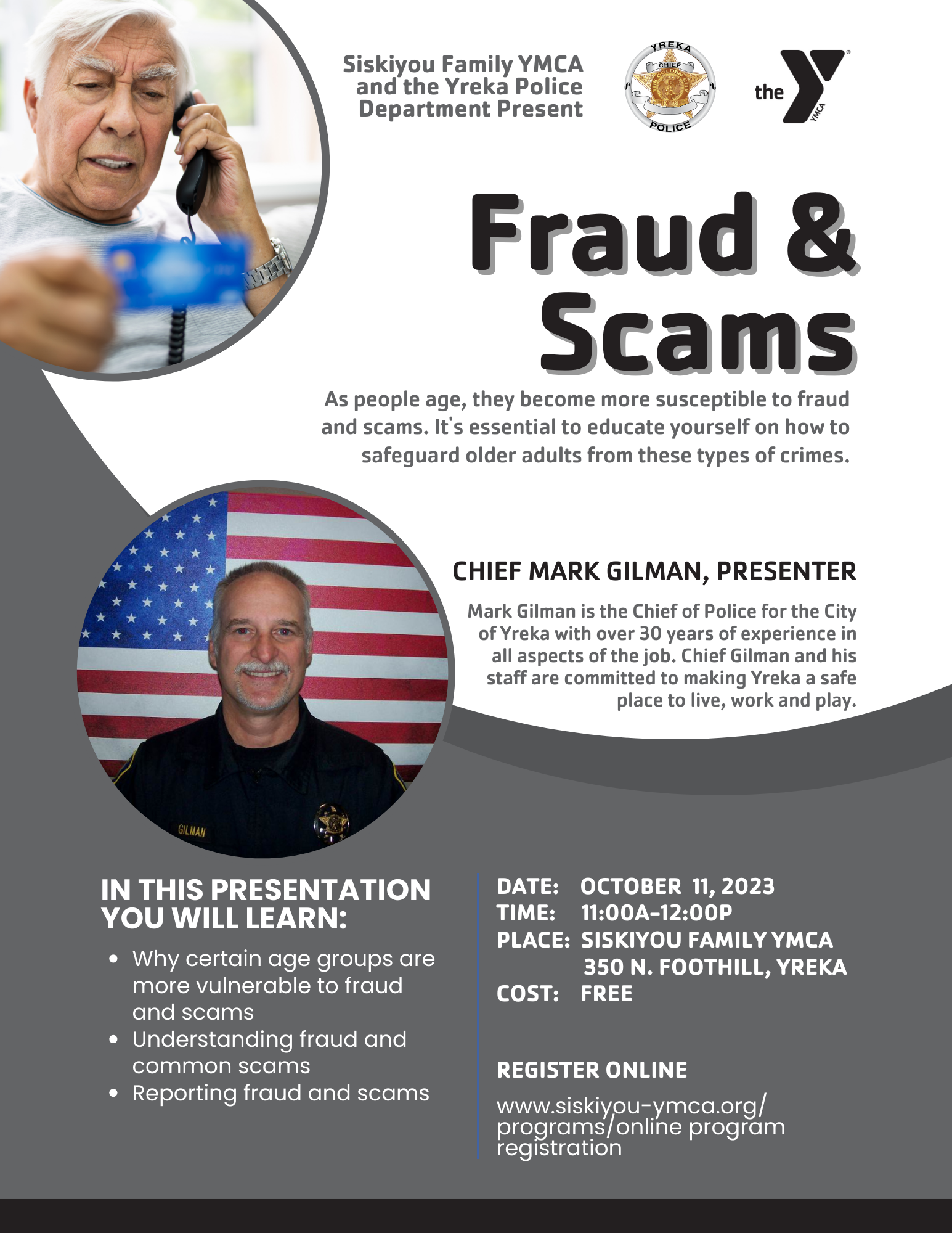 Siskiyou Family YMCA Wellness Wednesday Presentation: Fraud & Scams